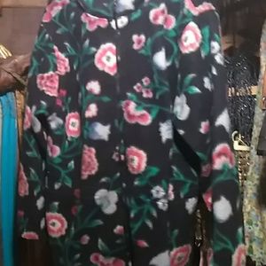 Floral polar fleece zip up jacket